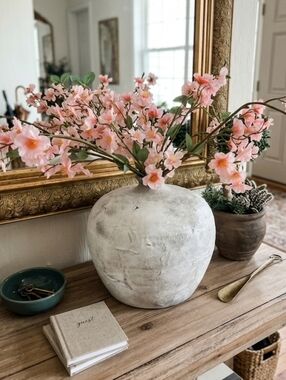 Pier 1 Vintage Distressed Pottery Large Textured Vase -